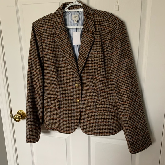 Brand New Houndstooth Wool JCrew Blazer Size 18 - Picture 1 of 7